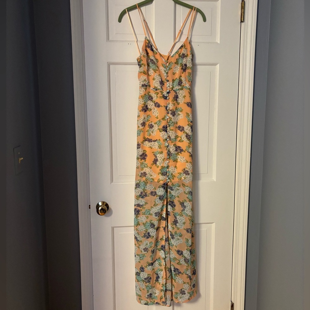 Love Sadie Peach Floral Spaghetti Strap Dress